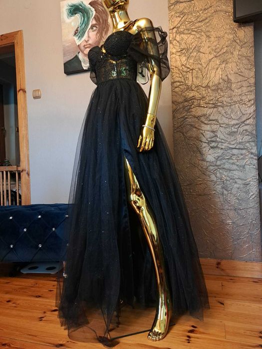 Suknia Princess Glam Black, na studniówkę, bal R38. Polski producent!
