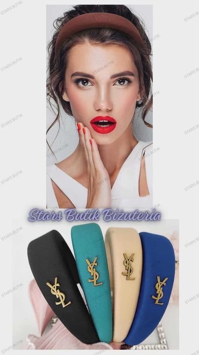 Szeroka opaska do włosów litery Y*L kolor chabrowy unikat