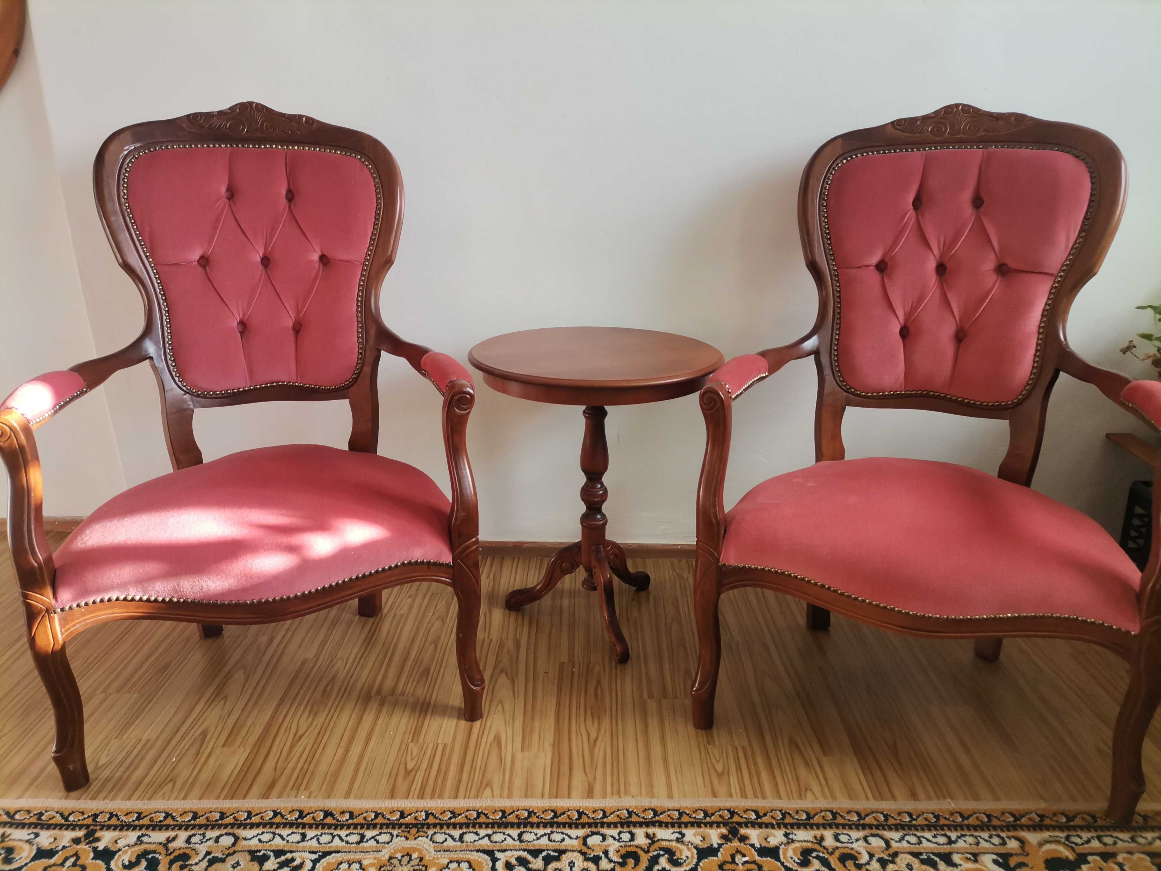 Fotele Ludwik XVI komplet 2 szt + stolik kawowy