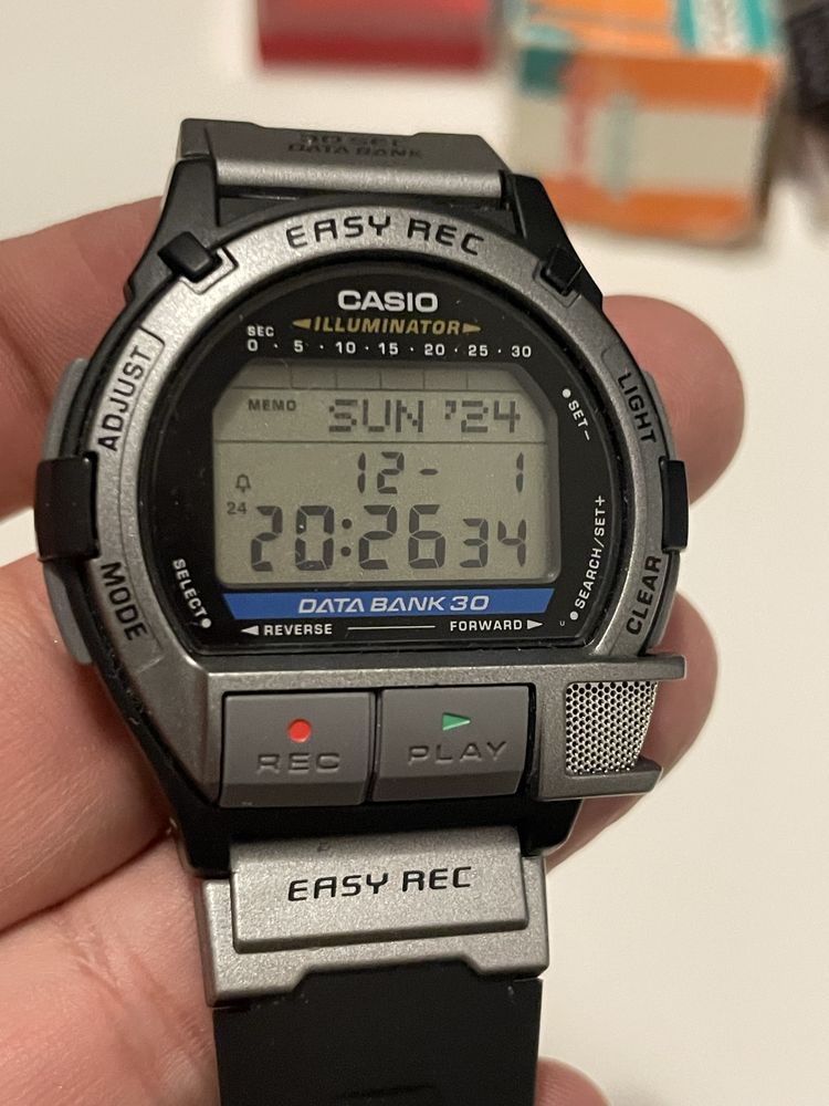 Zegarek Casio DB-V30 z dyktafonem jak nowy z 92r, Komplet