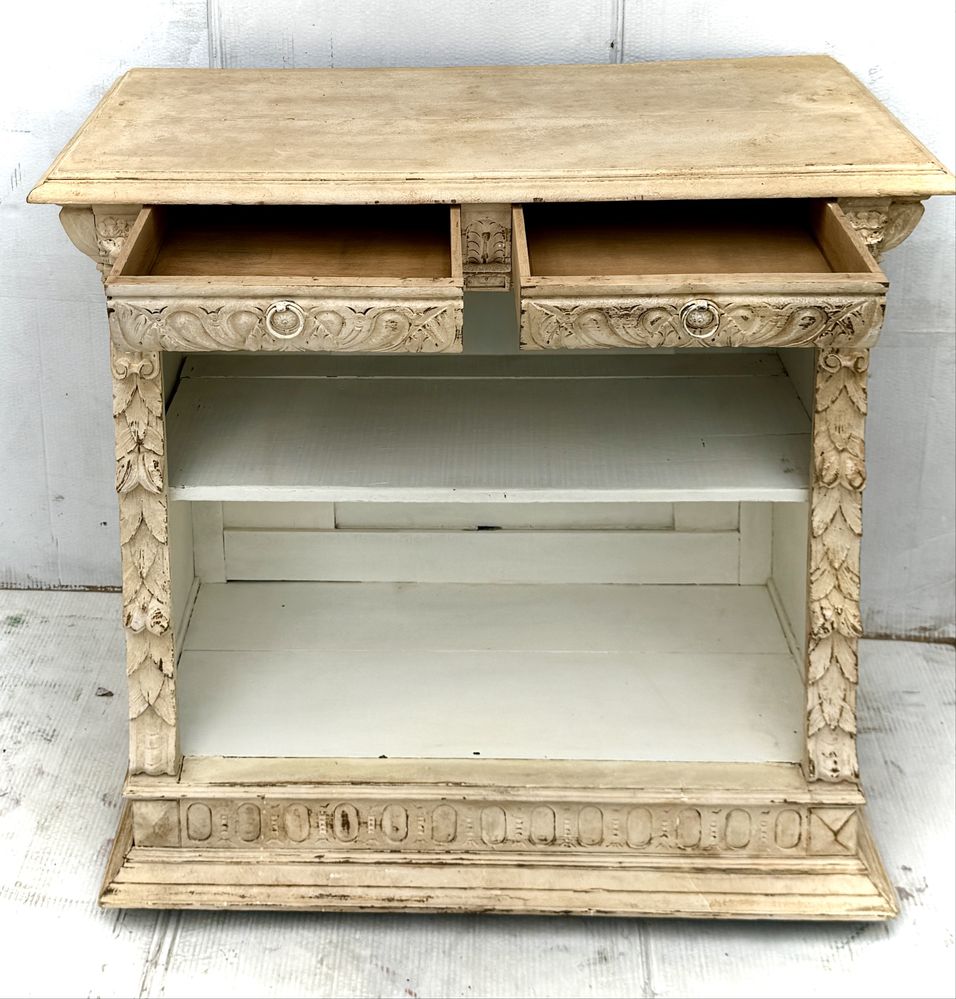 Konsolka vintage shabby chic z dwoma szufkadami