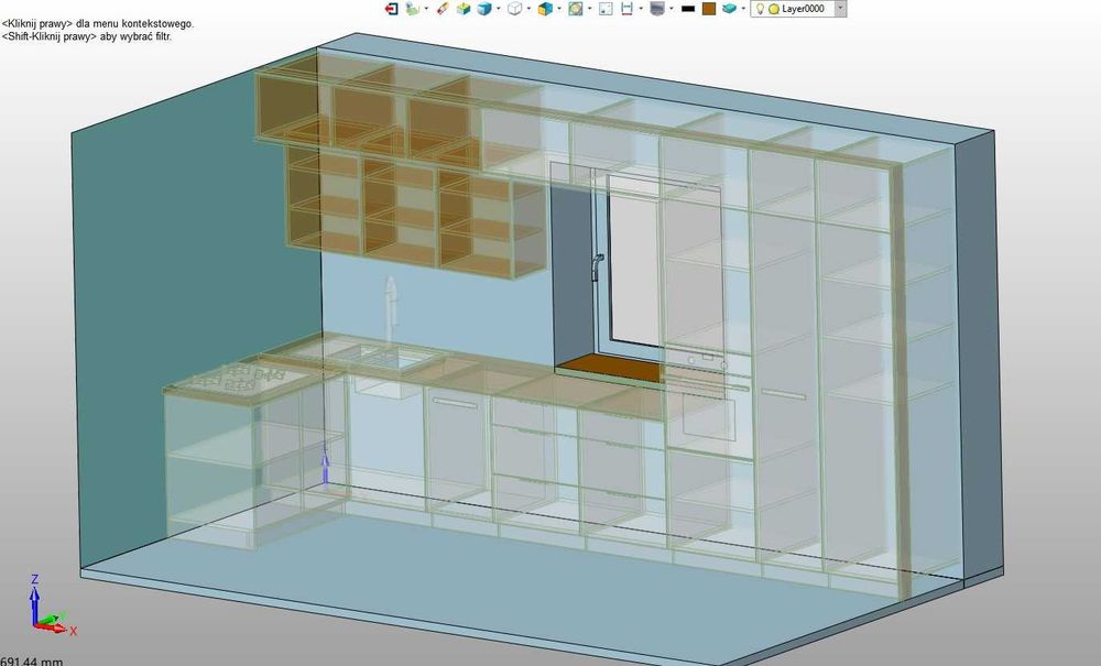 Projektowanie mebli kuchni na wymiar rendering 3D projekt wizualizacja