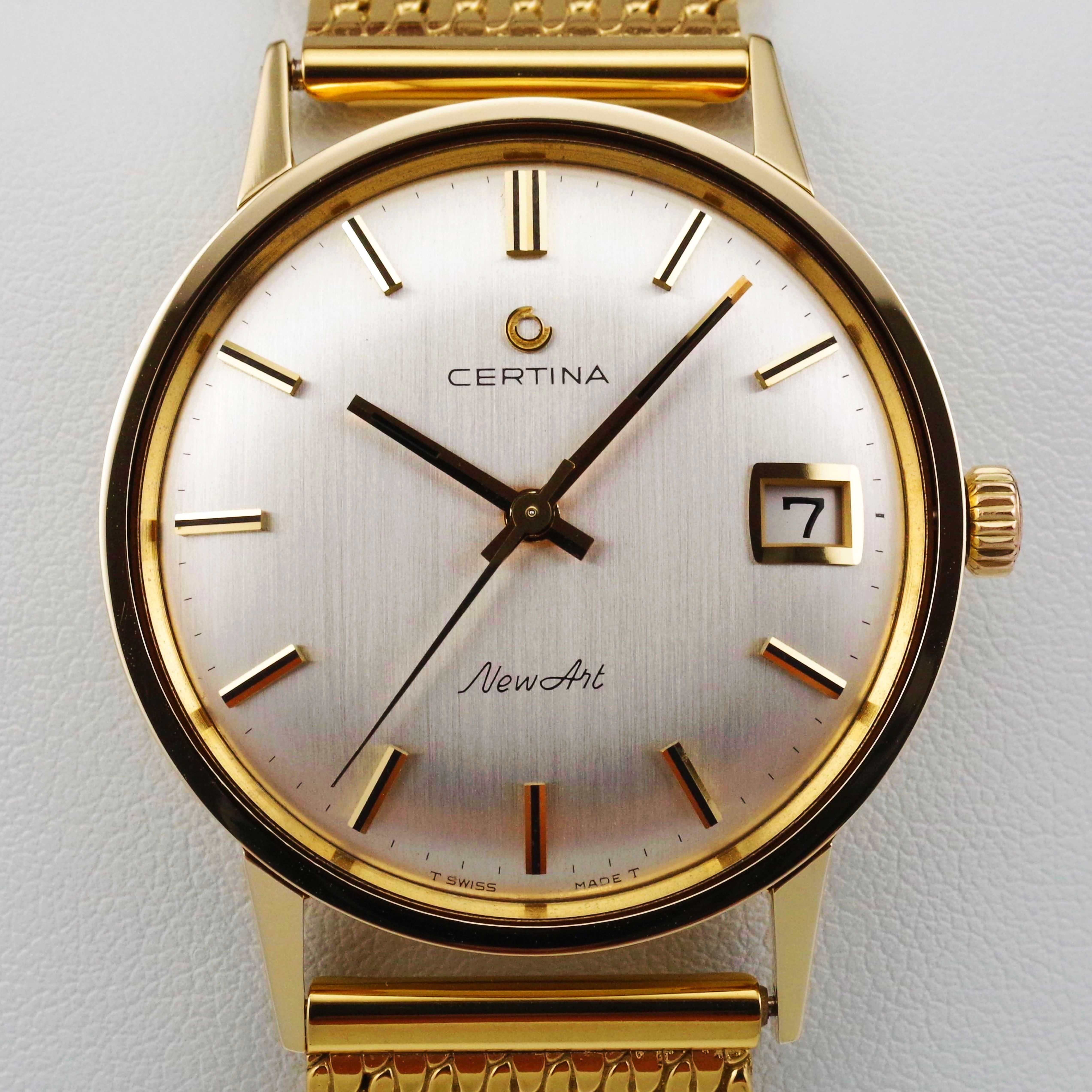 CERTINA NEW ART zegarek męski VINTAGE 1965 lite ZŁOTO 14K / 585 + BOX