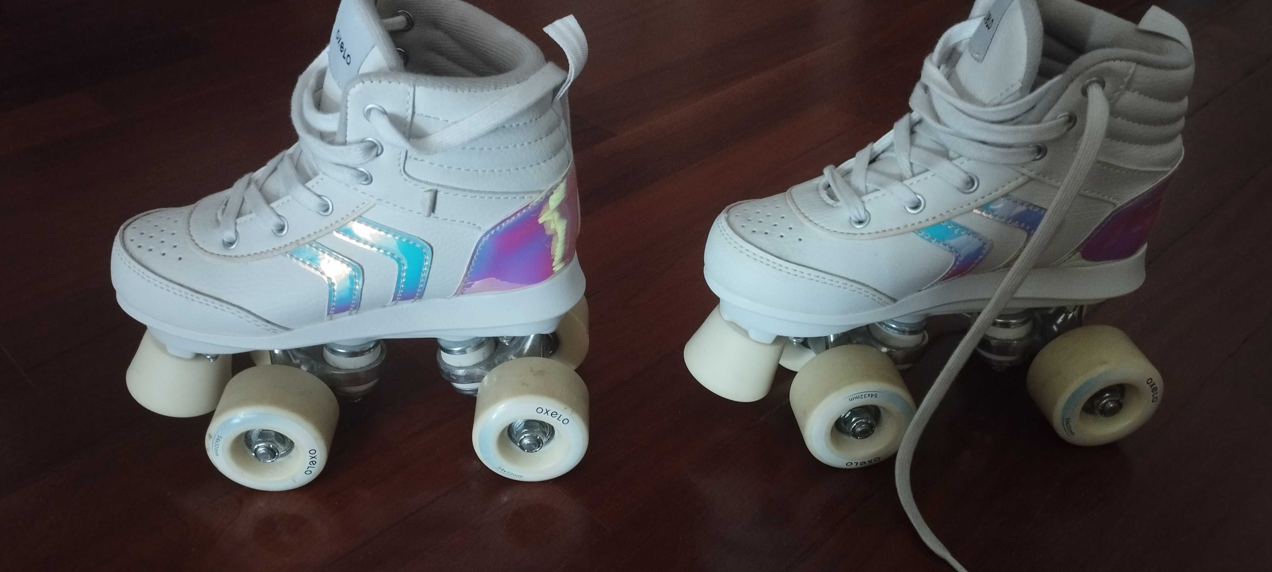 Patins de 4 Rodas QUAD 100 Criança Branco Holográfico