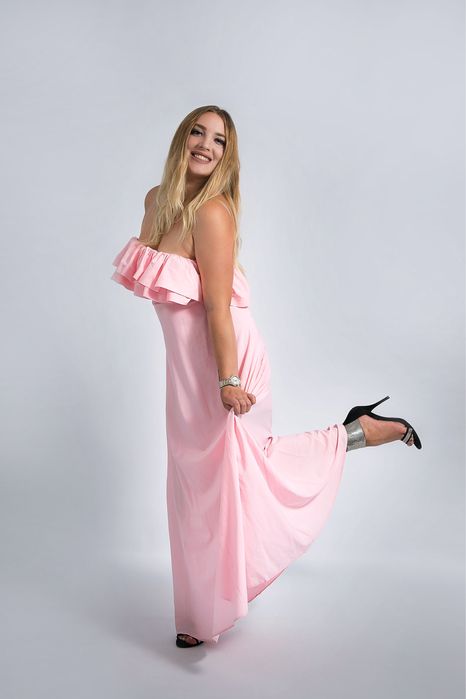 Suknia maxi pudrowy roz