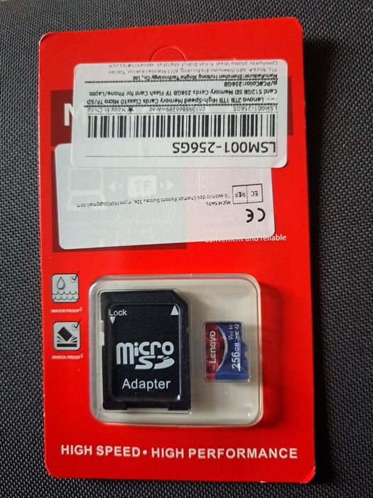 Karta pamięci microSD 256 GB lenovo
karta pamięci microSD Lenovo 256GB