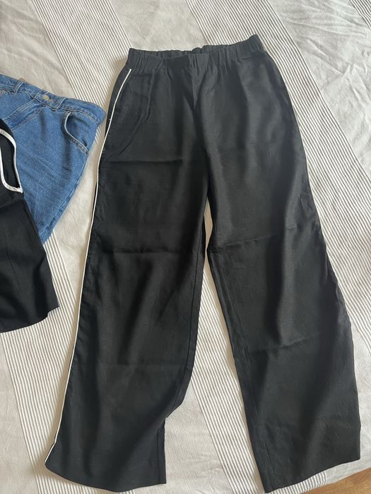 Bluzka i spodnie letnie lniane czarna myrtille