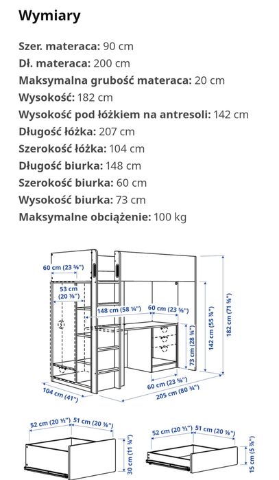 Łóżko piętrowe IKEA
