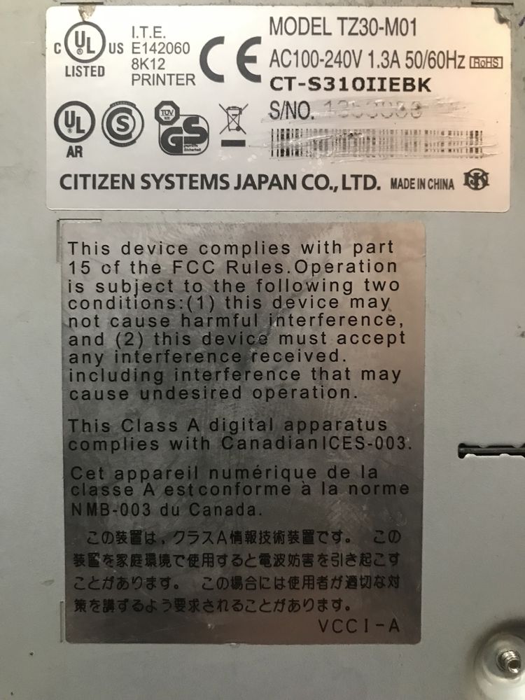 Настільний принтер для чеків Citizen CT-S310
