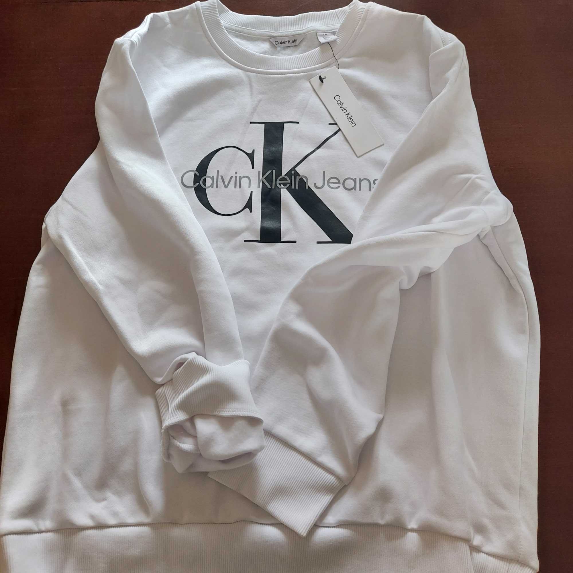 Calvin Klein oryginalna unisex bluza biała monogram L ze sklepu w USA
