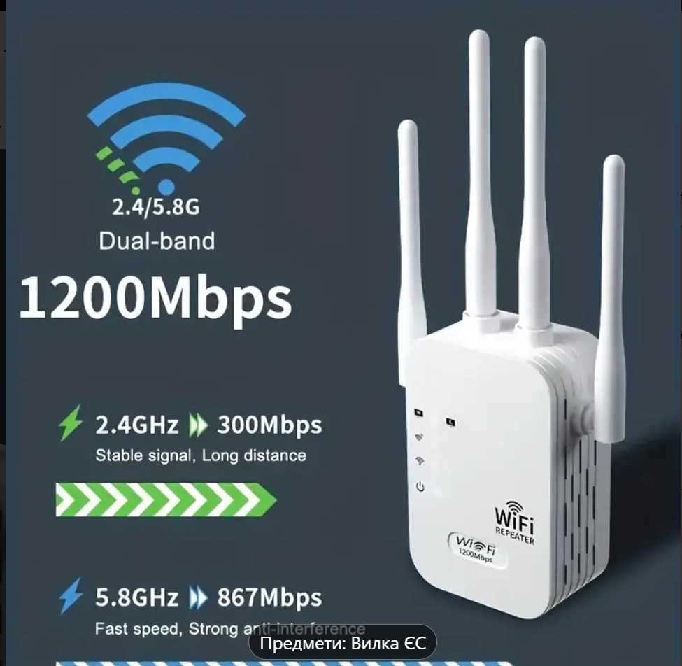 Підсилювач WiFi Репітер ретранслятор Мега потужний