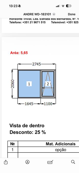 Janelas de alumínio de correr — quase novas, 1 ano de uso