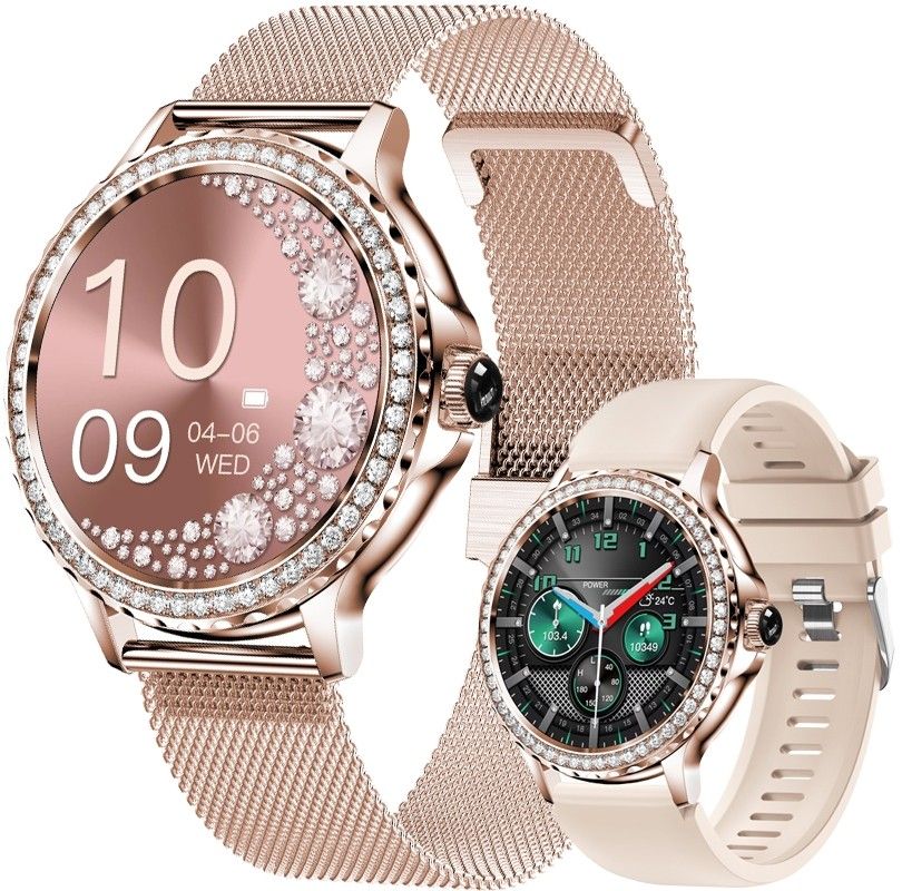 Smartwatch Damski Rubicon RNCF19-1 Różowe Złoto  Bransoleta + Pasek