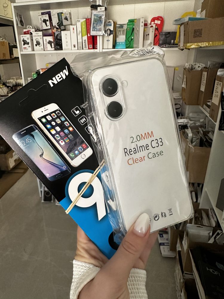 Etui przeźroczyste 2mm + 1x szkło hartowane do realme c33
