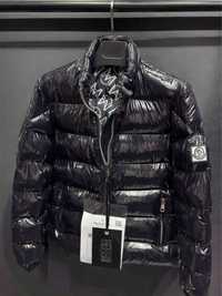 Чоловіча куртка Moncler чорна монклєр монклер блискуча демісезонна