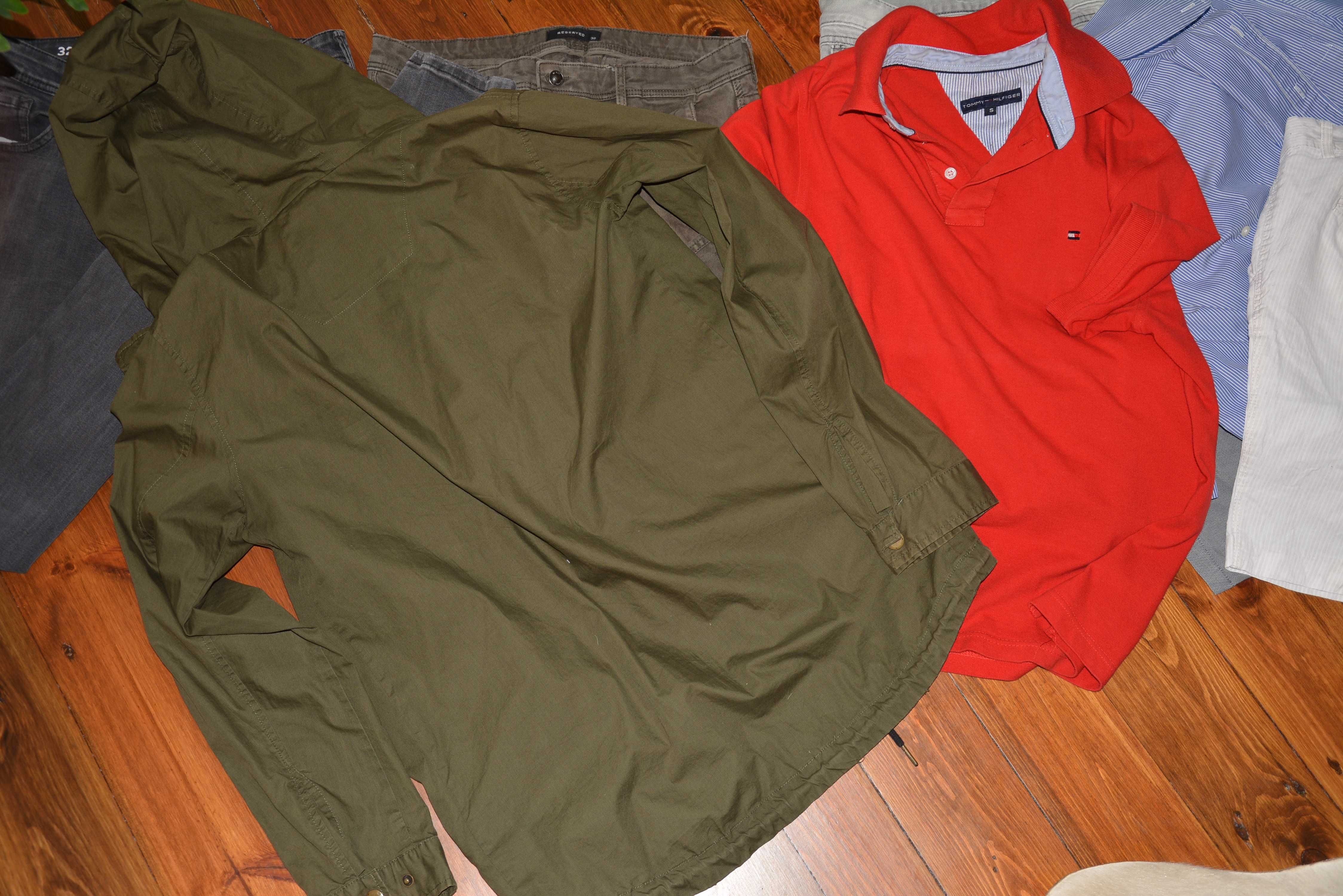 9 sztuk ubrań r. S M męski zestaw jeansy 31 parka koszula dżinsy tommy