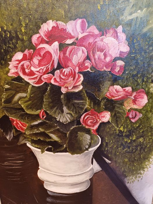 Obraz na płótnie sygnowany kwiaty