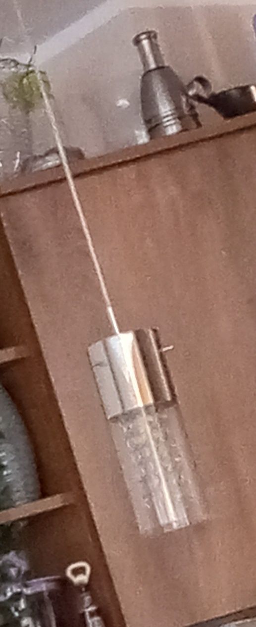 Lampa sufitowa wisząca srebrna kryształki x2