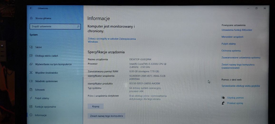 Laptop Lenovo L560 Win10 + Intel I5-6300 + 8GB + 250GB SSD