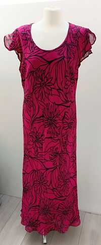 Sukienka długa różowa xl 42 wiskozowa elegancka letnia wizytowa