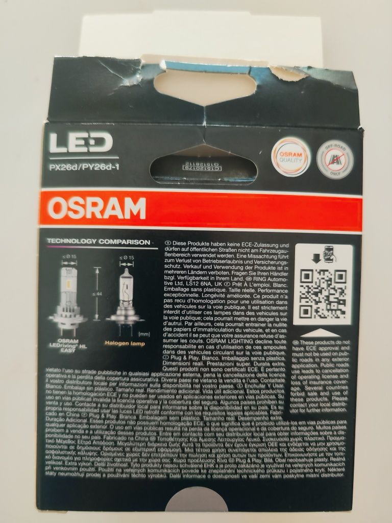 Lâmpadas led osram Ledriving HL easy H7