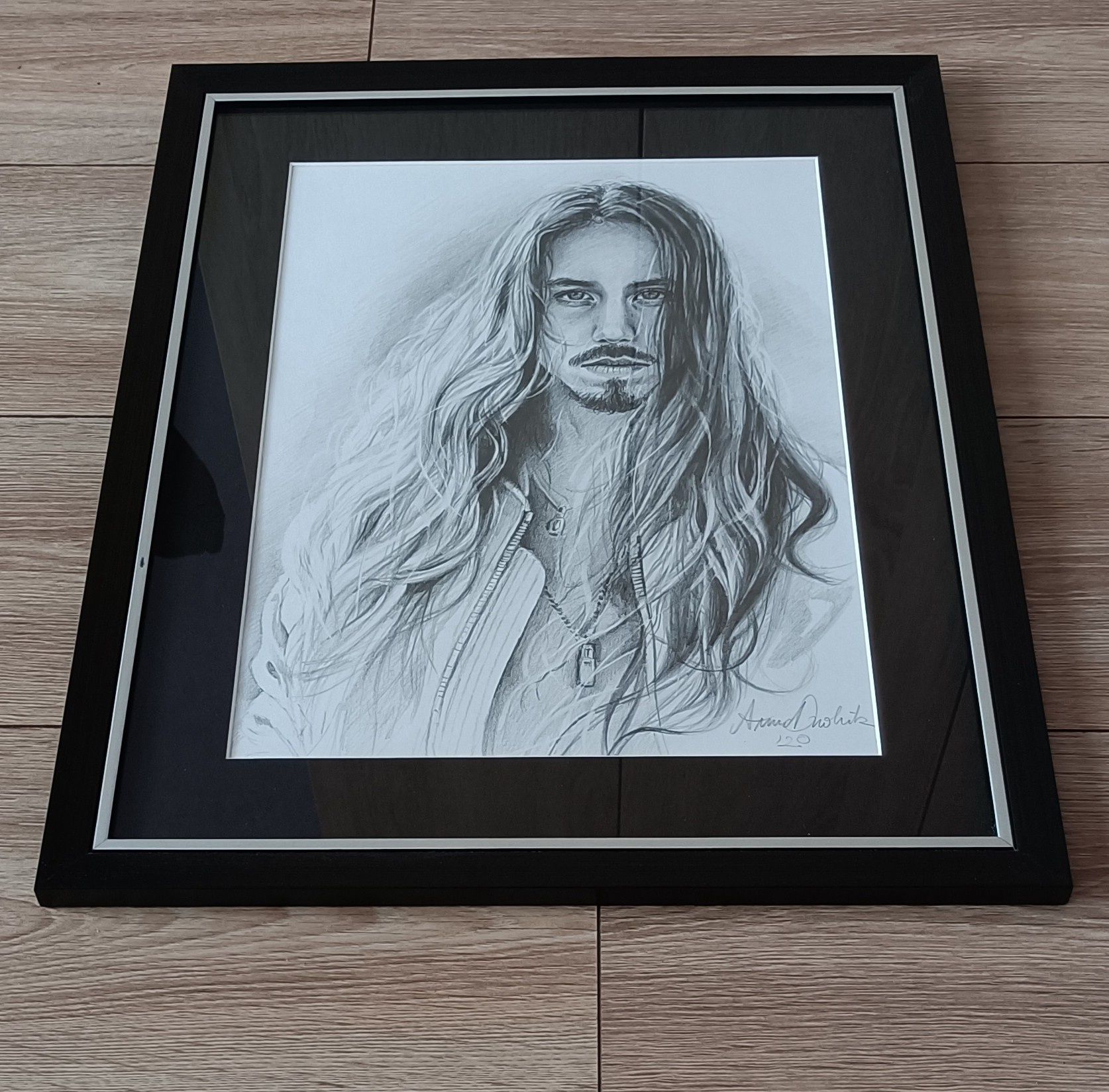 Portret artysty, ołówek, szkic, 30x40 cm