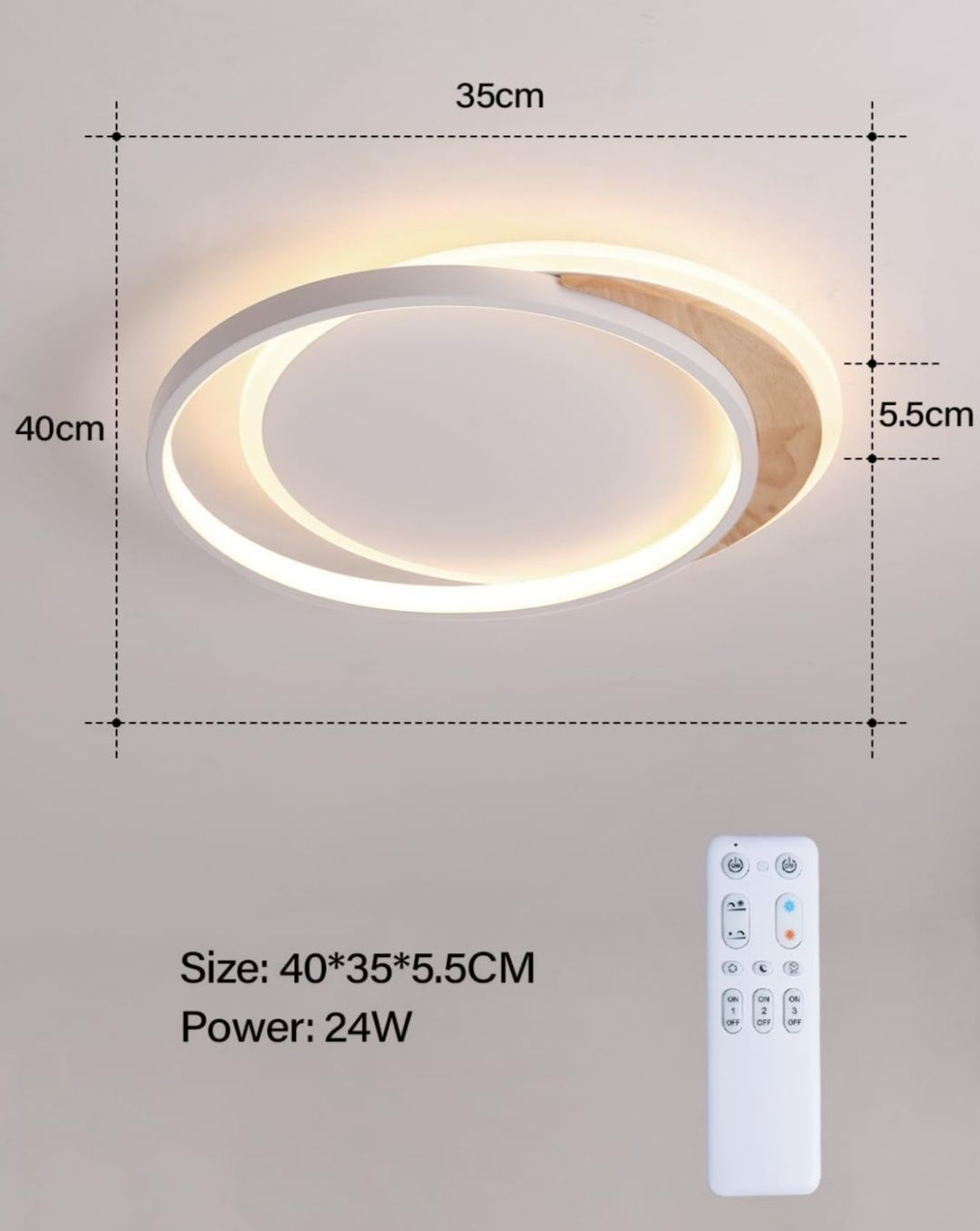 FANLG Lampa sufitowa LED  40 cm, 24W