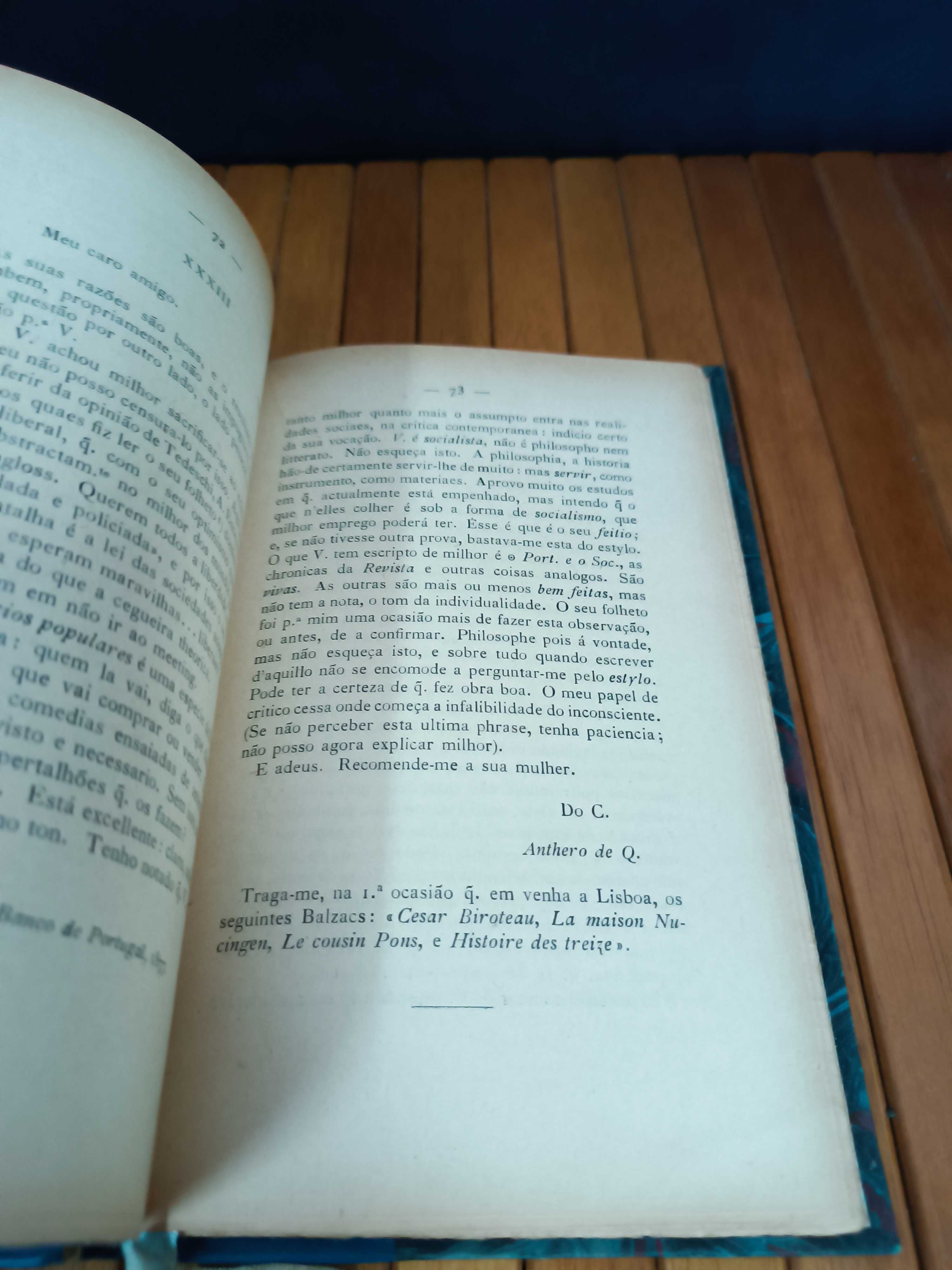 Livro Cartas Ineditas de Antero de Quental a Oliveira Martins 1931