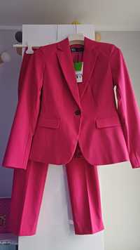 Garnitur kostium komplet garsonka Zara Fuksja XS34.  Nowy