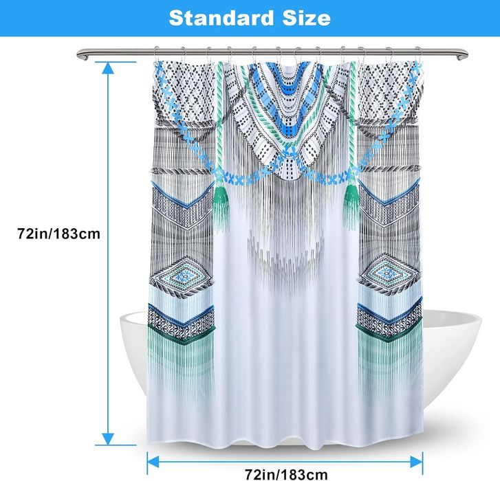Vicyak Zasłona Prysznicowa z Tkaniny Biała Wodoodporna 183x183 cm
