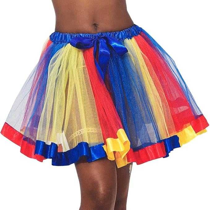 Flovel Damska spódnica tutu, warstwowa, tęczowa, tiulowa, spódnica,