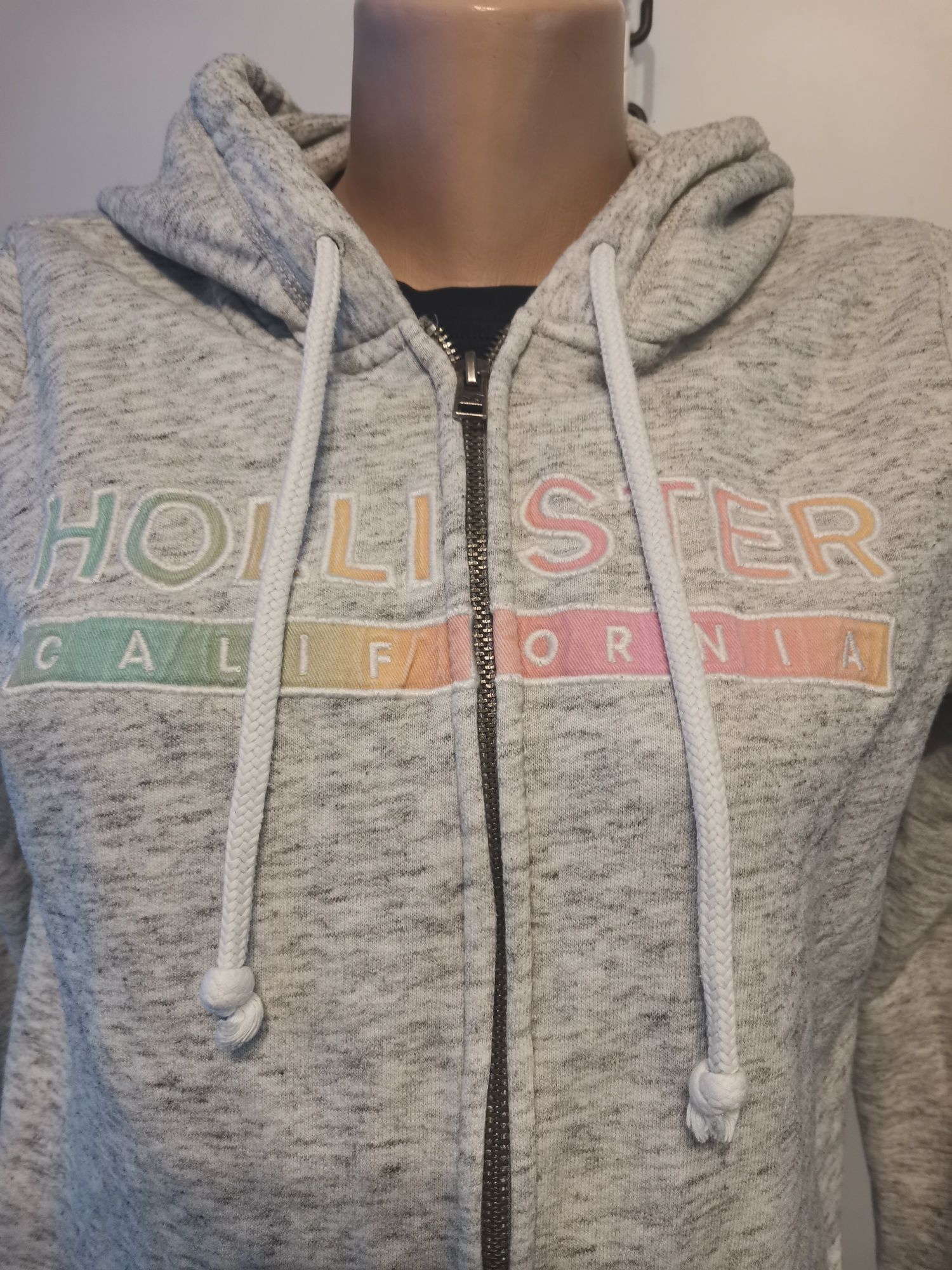 Szara bluza damska Hollister California rozm M, logo, kaptur