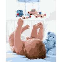 Картина розпис по номерам  Немовля з підвісними іграшками, 40х50 см