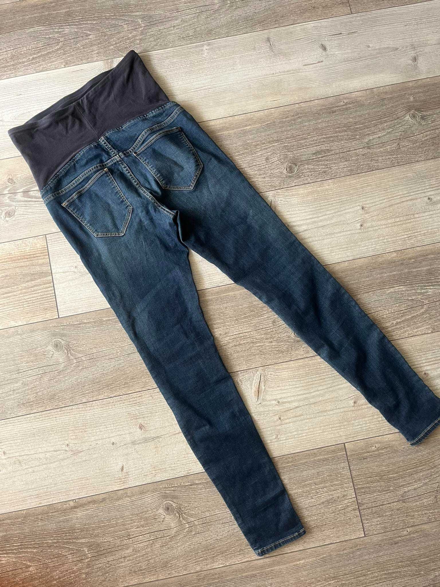 Granatowe spodnie ciążowe jeansowe jeansy rurki skinny H&M mama 38 M