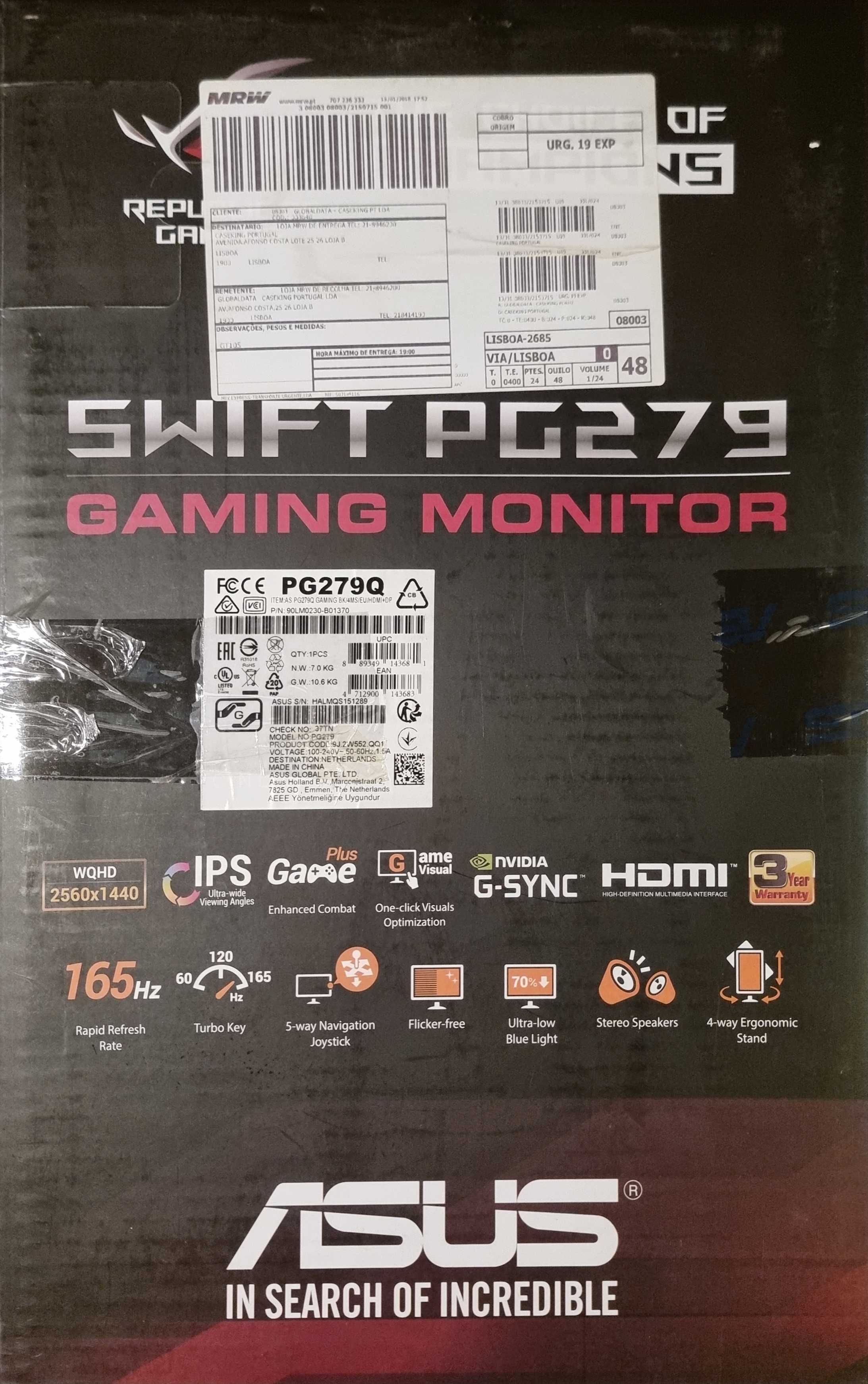 Monitor Asus ROG SWIFT PG279Q G-Sync 165Hz 2K (QHD)