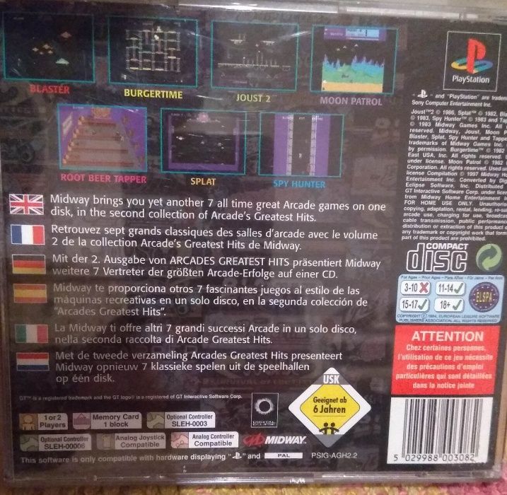 Arcade´s Greatest Hits,The Midway Collection 2, PS1, PAL