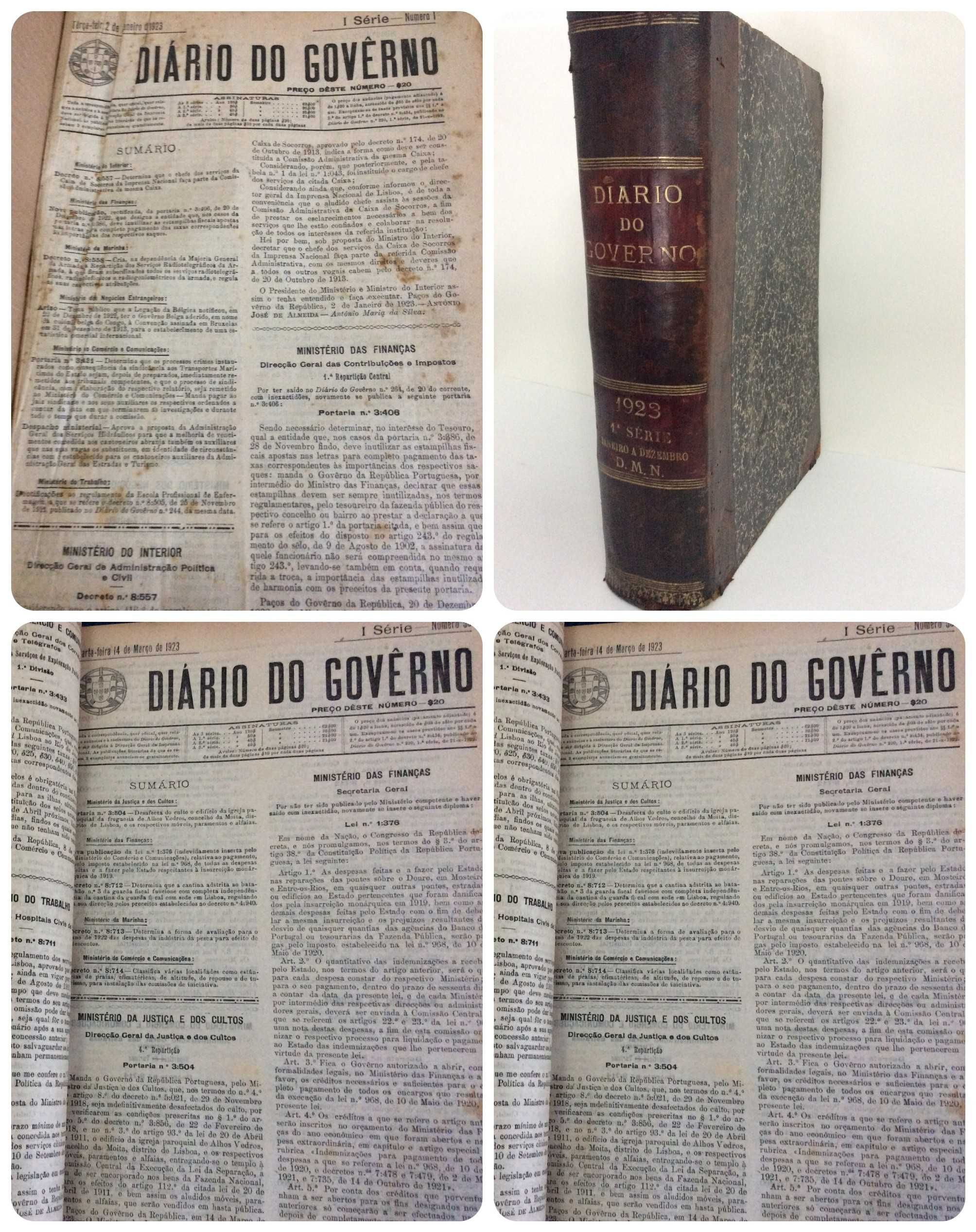 Diário do Govêrno, ano 1923 completo . Lote com 278 exemplares