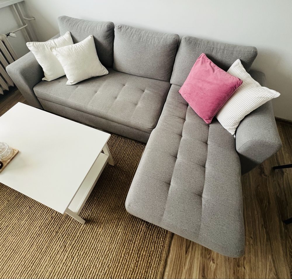Narożnik z funkcją spania - szary (sofa, kanapa)