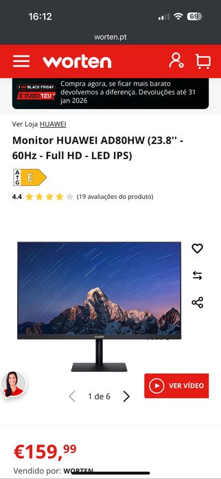 Monitor HUAWEI AD80HW como novo (NEGOCIÁVEL)