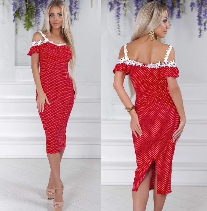 Плаття червоне в крапочку,  плаття, сукня