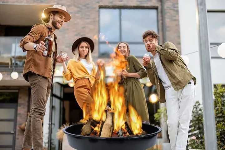 Grill Ogrodowy Wiszący Ruszt Palenisko Trójnóg Chromowany Solidny