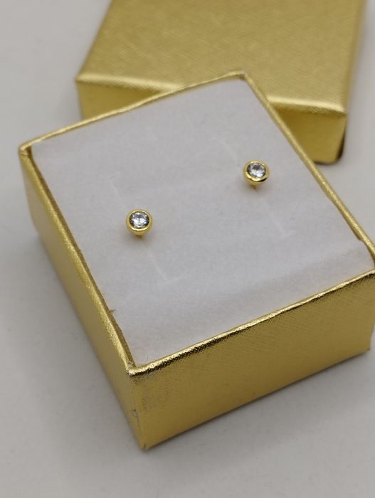 Złote kolczyki cyrkonia, złoto 333