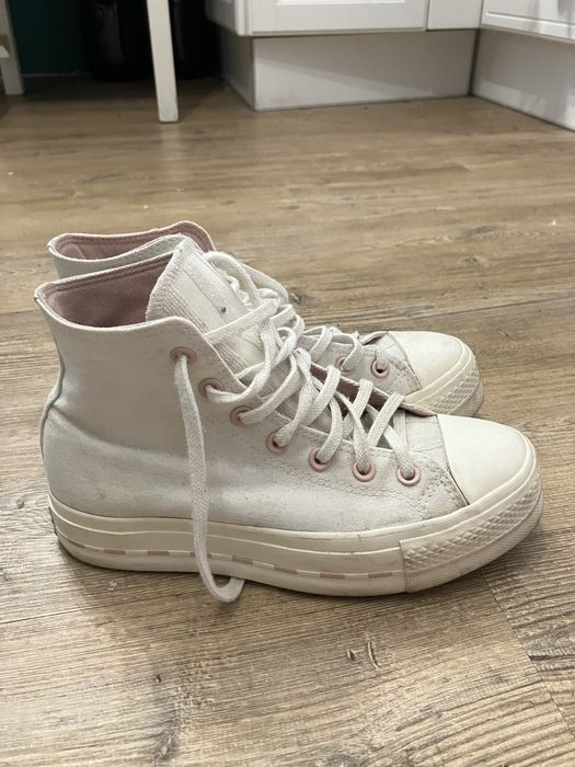 Biale trampki converse na platformie 38 24,5 cm