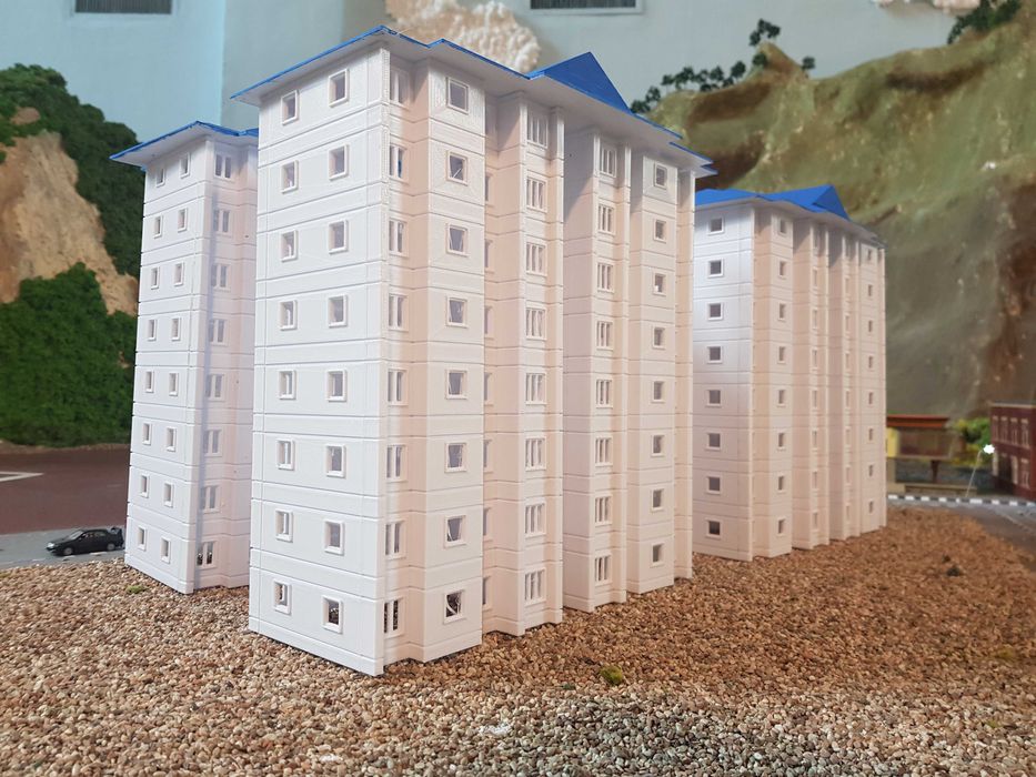 модель многоэтажки для жд макета