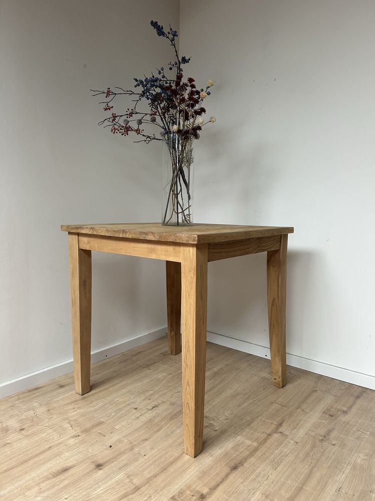 stolik drewniany TEAK lite drewno kuchenny stół mały 75x75cm