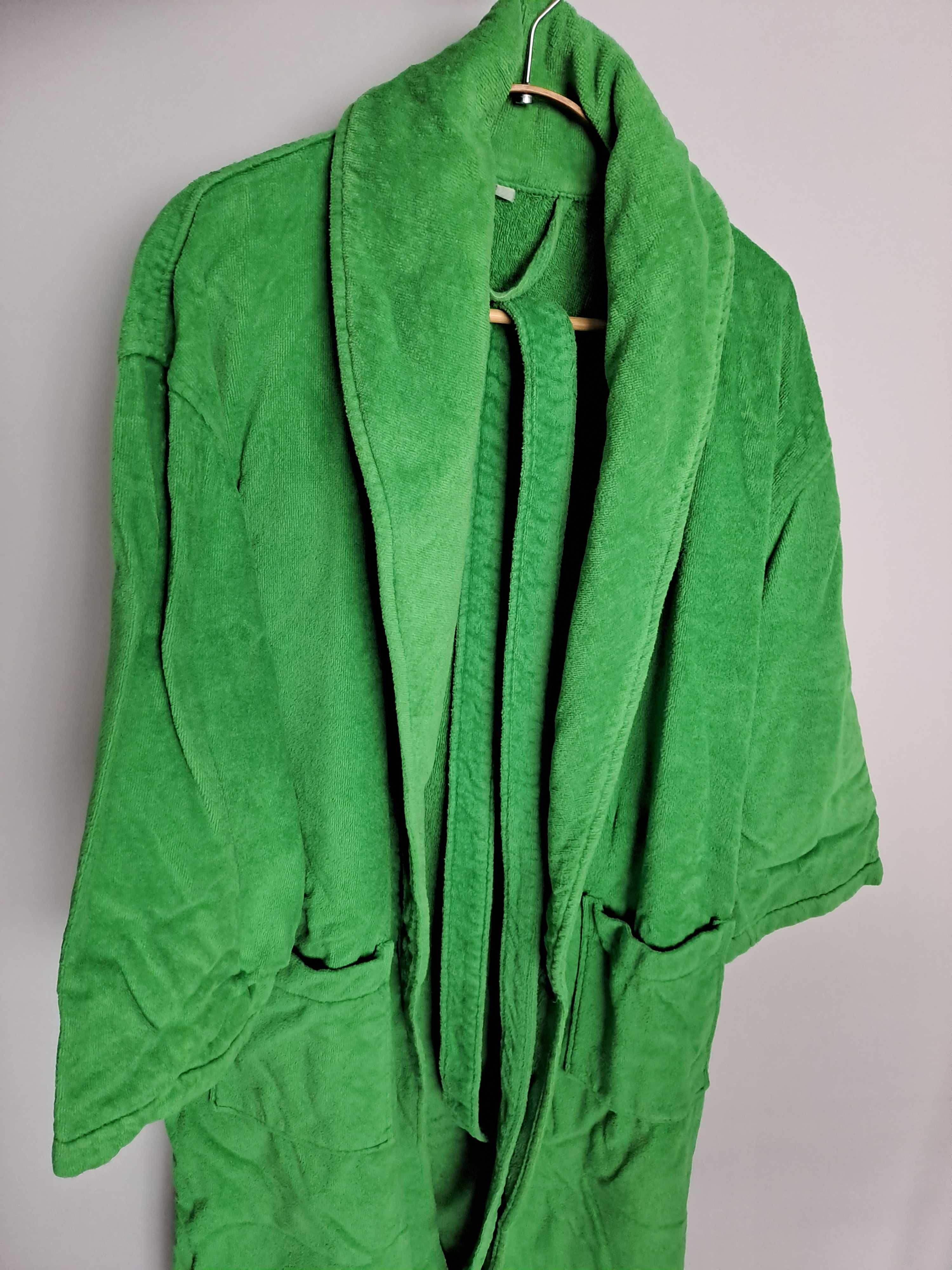 Gruby szlafrok frotte Ikea S / M, soczysto zielony
