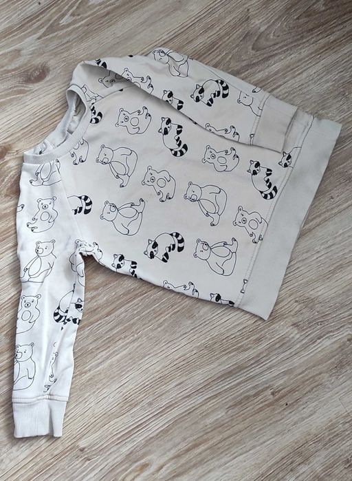 Beżowa Bluza H&M W Misie Chłopięca