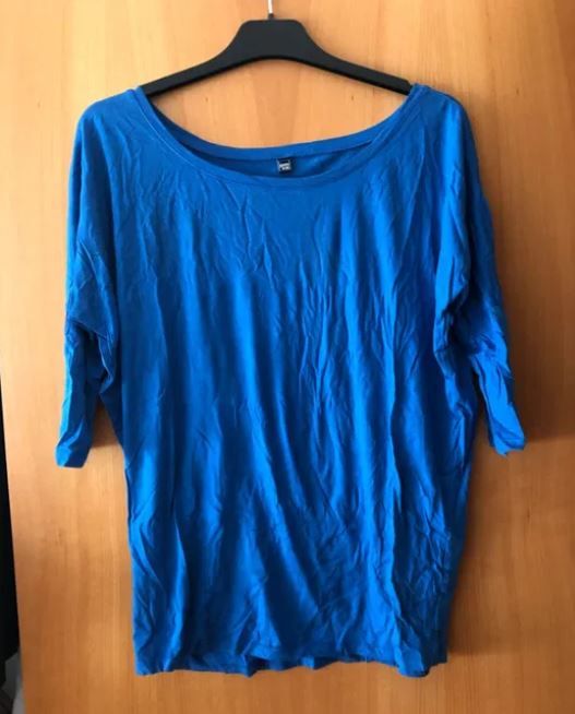 Camisola, azul de meia manga, da Pinkie