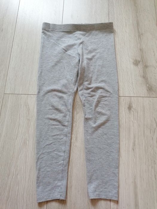 Szare brokatowe legginsy getry 7/8 lat