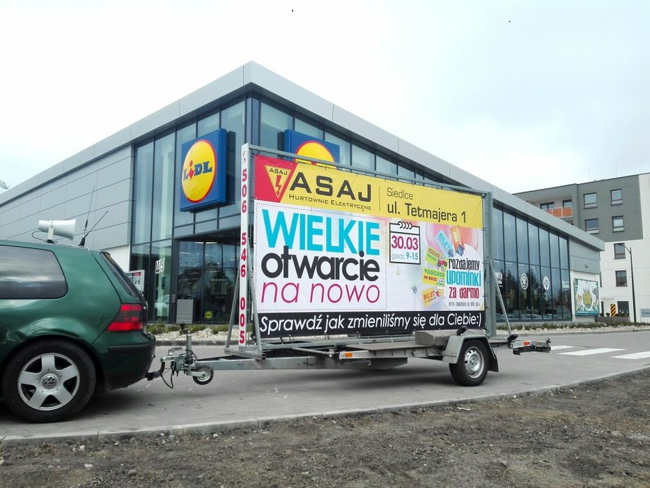 Reklama mobilna, Przyczepa reklamowa, przyczepka reklamowa, mobil rekl